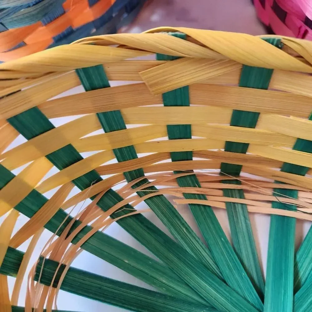 Megatoys braided woven multicolor baskets bundle of 3 thin wooden lightweight